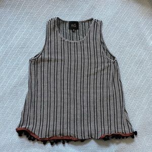 Summer black and white tank with tassels